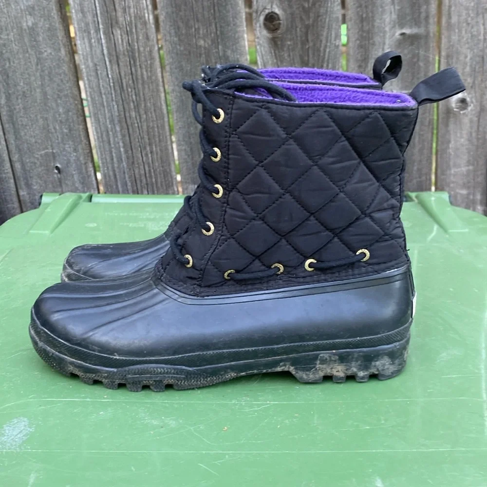 Sperry Top-Sider Saltwater Black‎ Quilted Waterproof Duck Boots 9289067 Womens 9